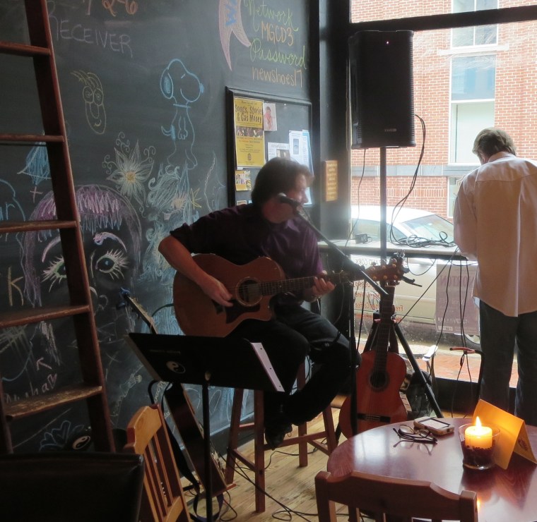 Allen Kitselman of the Bitter Liberals: Sound check for first solo gig