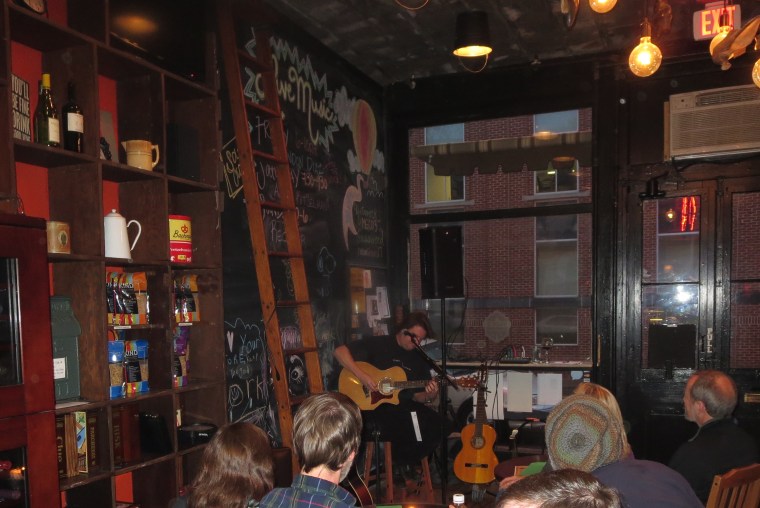 Allen Kitselman of the Bitter Liberals plays solo at a master songwriter's concert