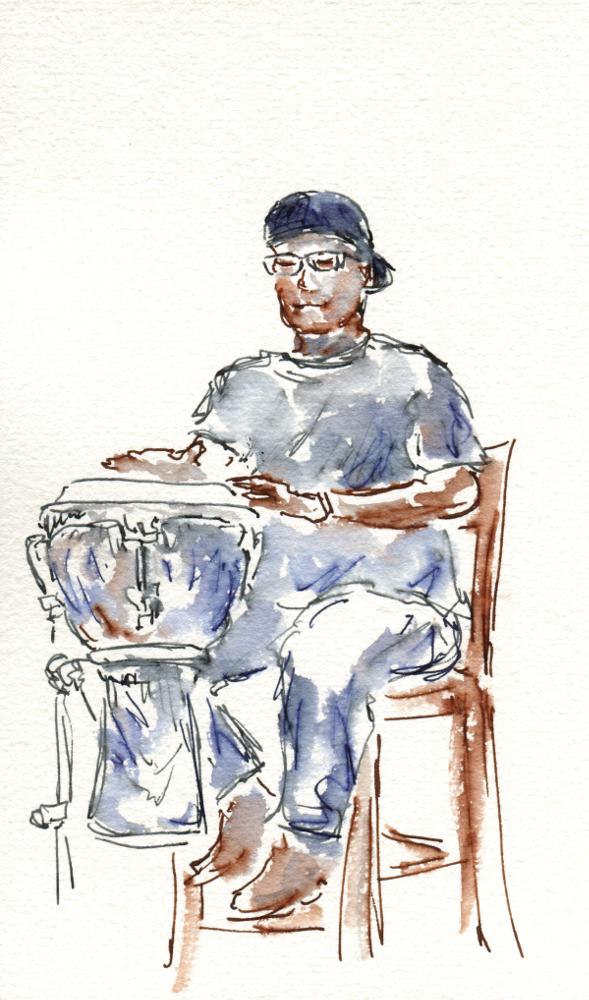 MIke Jewell, conga player for the Bitter Liberals (Joel Winstead)